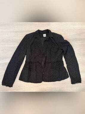 CAbi Black Eyelet Button-Front blazer